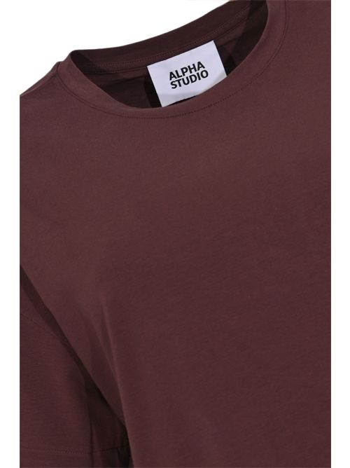 T-shirt in jersey di cotone Cioccolato Alpha Studio | AD-6411C2009